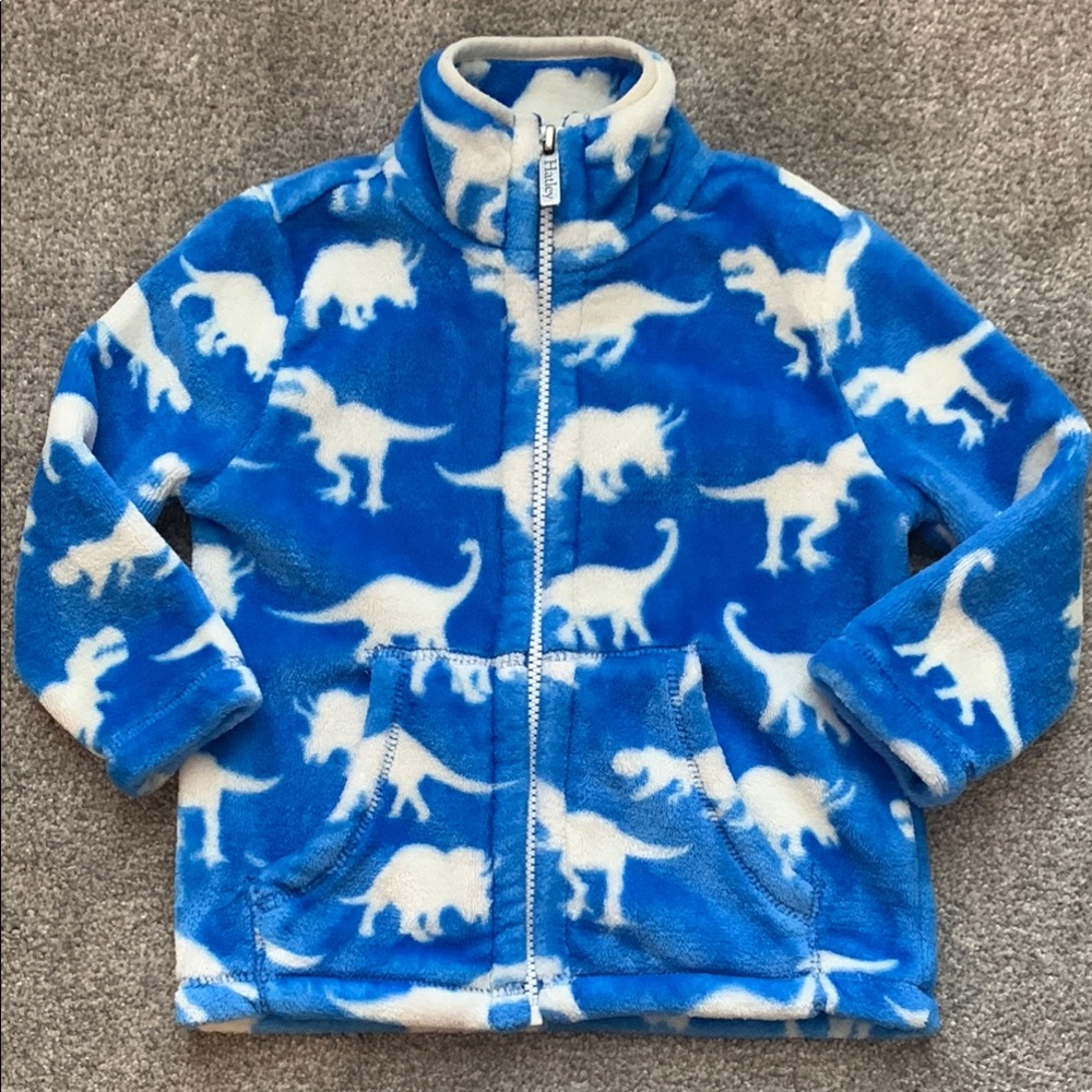 Blue and White Dinosaur Fleece Jacket